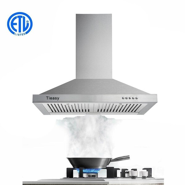 30 in. 450 CFM Ducted Wall Mounted Range Hood in Silver with LED Light and Permanent Filters