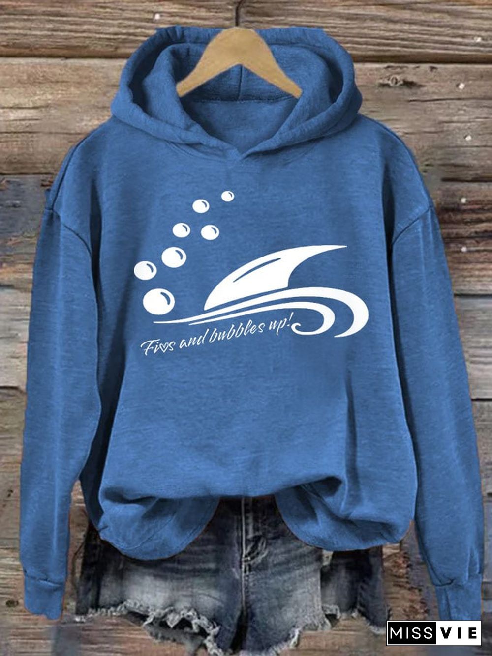 Women's Fins And Bubbles Up Jimmy Print Hoodie