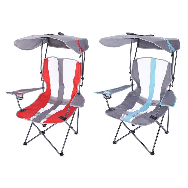 Kelsyus Premium Portable Camping Folding Outdoor Lawn Chair W 50 Upf Canopy Cup Holder amp Carry Strap For Sports Beach Lake Blue black 2 Pack