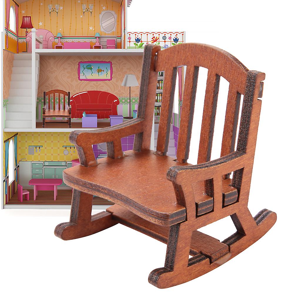 1:12 Dollhouse Miniature Furniture Wooden Rocking Chair For Dolls House Decor Toys