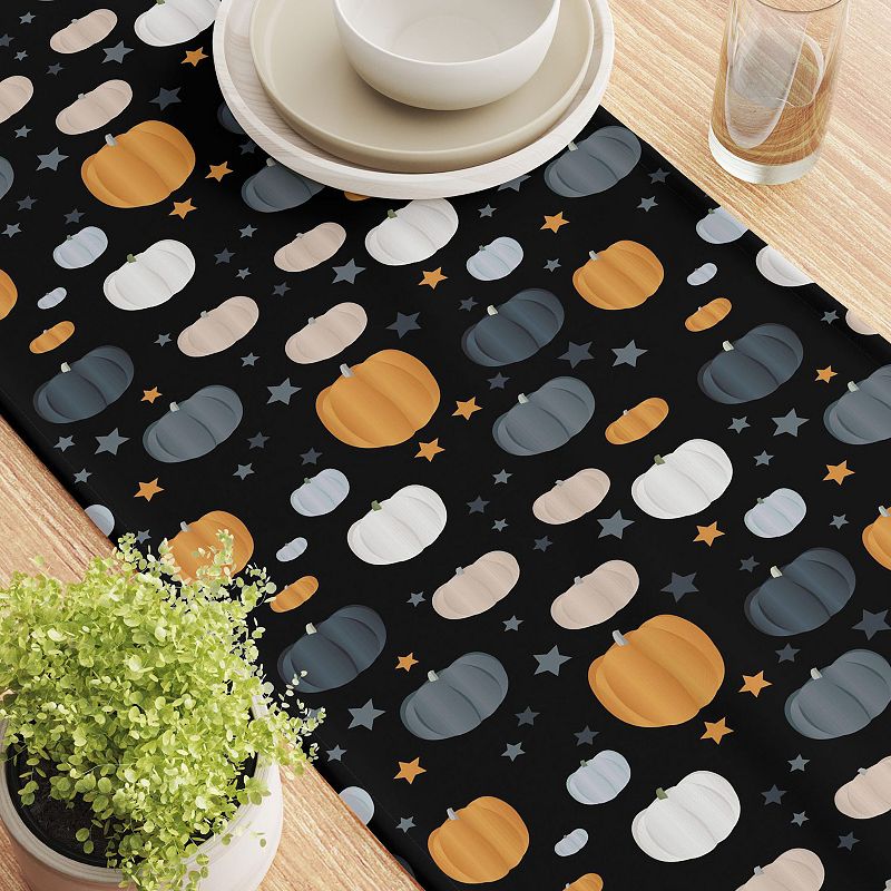 Table Runner， 100% Cotton， 16x108， Halloween Pumpkin and Stars