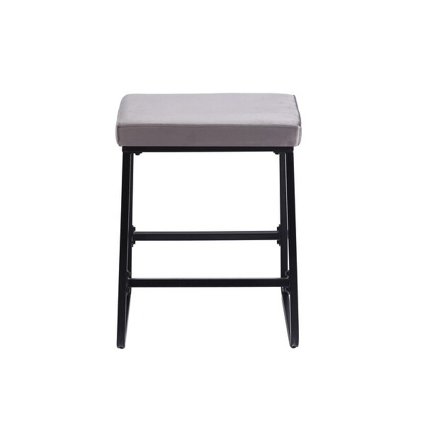 Porthos Home Sato Counter Stools Set of 2， Velvet Upholstery， Iron Legs