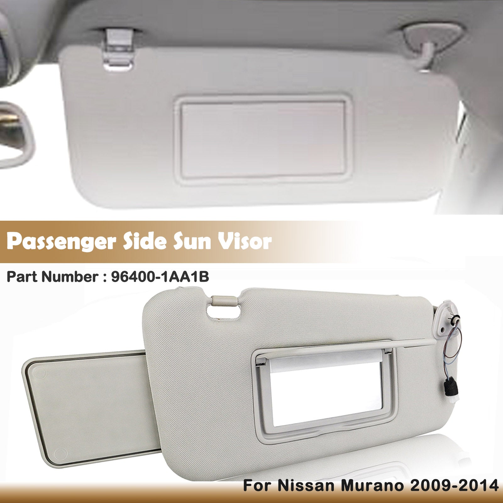 Right Passenger Side Sun Visoe Sunvisor Shade For Nissan Murano 2009-2014 Gray