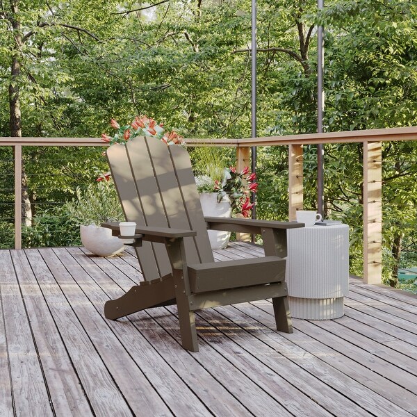 Commercial Grade AllWeather Adirondack Chair with Swiveling Cupholder