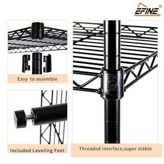 EFINE Black 5-Tier Carbon Steel Wire Garage Storage Shelving Unit NSF Certified (2-Pack) (30 in. W x 60 in. H x 14 in. D) RL200-5X2