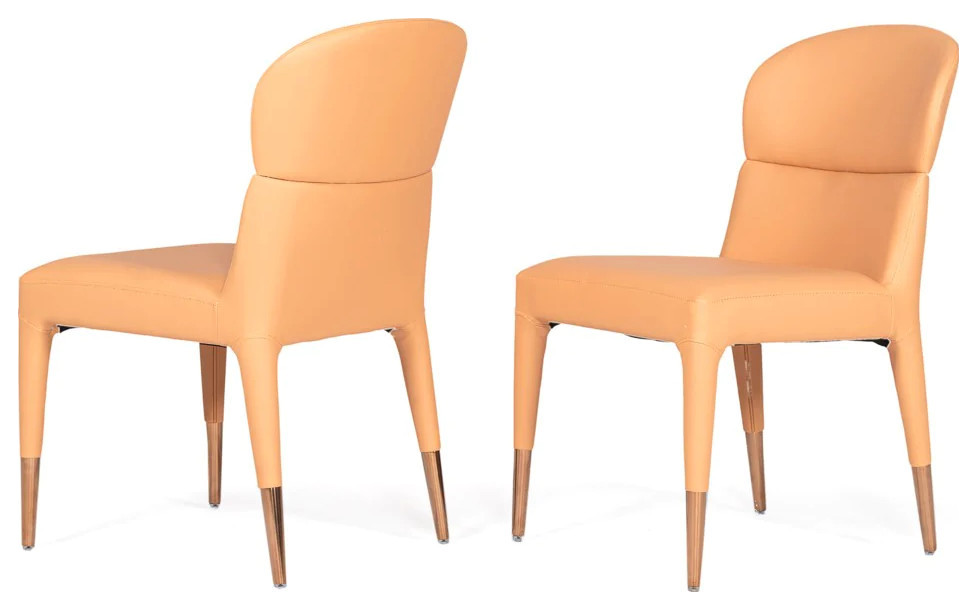 Sandi Modern Peach and Rosegold Dining Chair  Set of 2   Midcentury   Dining Chairs   by Cristiano Domani  Houzz