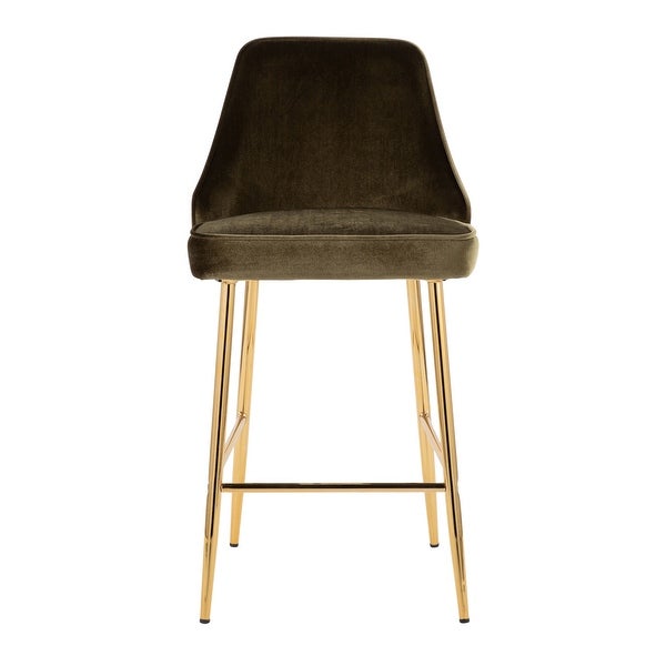 LumiSource Marcel Glam Velvet Gold Metal Counter Stools (Set of 2)