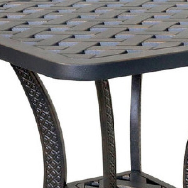 21 Inch Outdoor Patio Square Metal End Table， Bronze