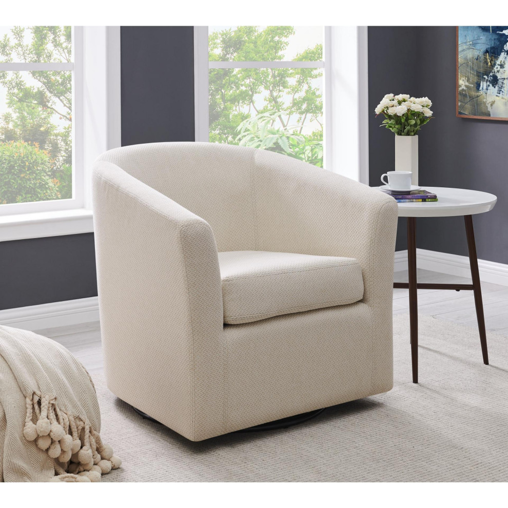 Blanche Fabric Swivel Chair  Cardiff Cream   Transitional   Armchairs And Accent Chairs   by Virgil Stanis Design  Houzz