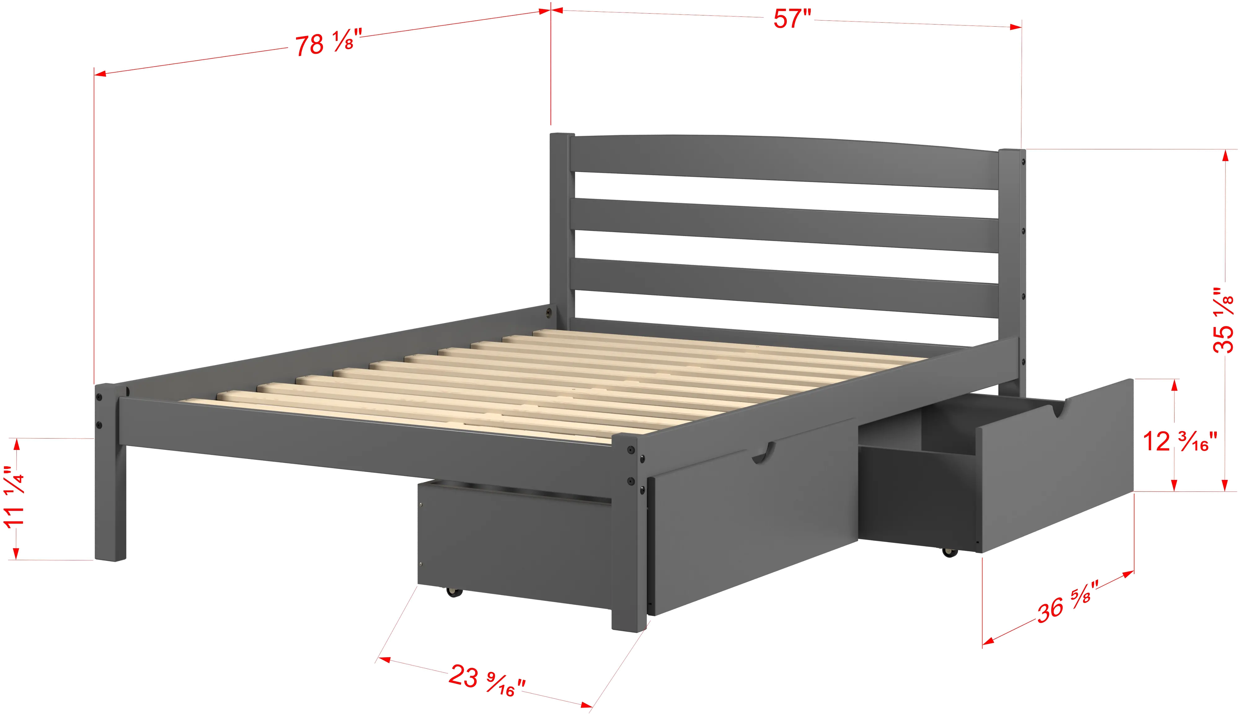 Econo Gray Full Bed with Storage Drawers