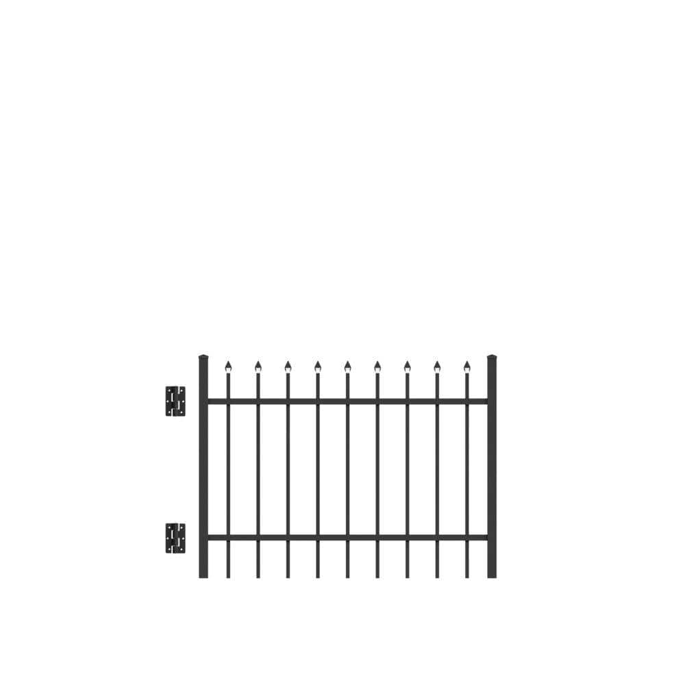 Barrette Outdoor Living Cascade Standard-Duty 4 ft. x 3 ft. Black Aluminum Straight Pre-Assembled Fence Gate 73009359