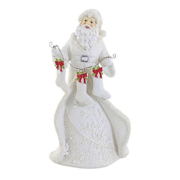 Roman Christmas Santa Figure Pearl One Figurine 9 0 Inches Christmas White Nostalgic Polyresin White