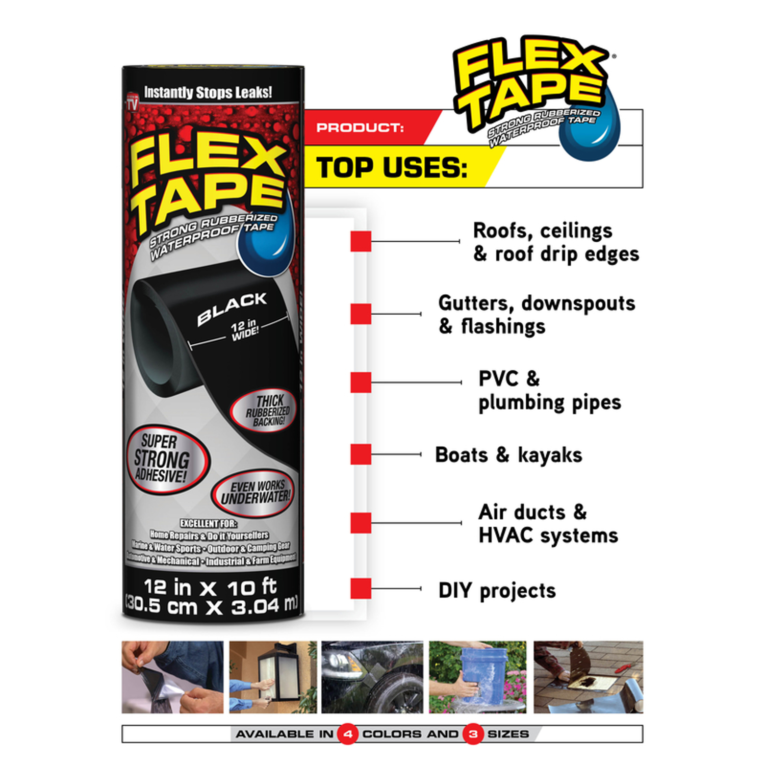 FLEX SEAL Family of Products FLEX TAPE MAX 4 in. W X 25 ft. L Black Waterproof Repair Tape