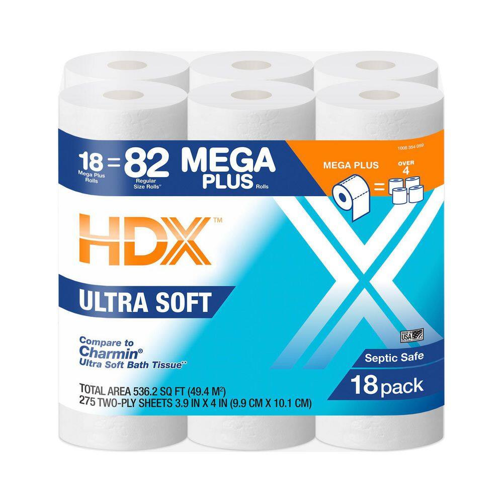 HDX Ultra-Soft Toilet Paper (275-Sheets Per Roll 18-Rolls Per Pack) 37123