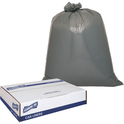 Genuine Joe Black Flat-Bottom Trash Bags | 33 Gallon， 33