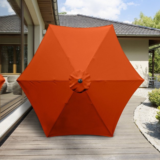 9 x27 X 9 x27 Steel Market Polyester Patio Umbrella With Crank Lift And Push button Tilt Tuscan Astella