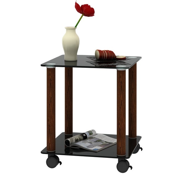 Modern 2-Tier Side Table with Storage Shelve