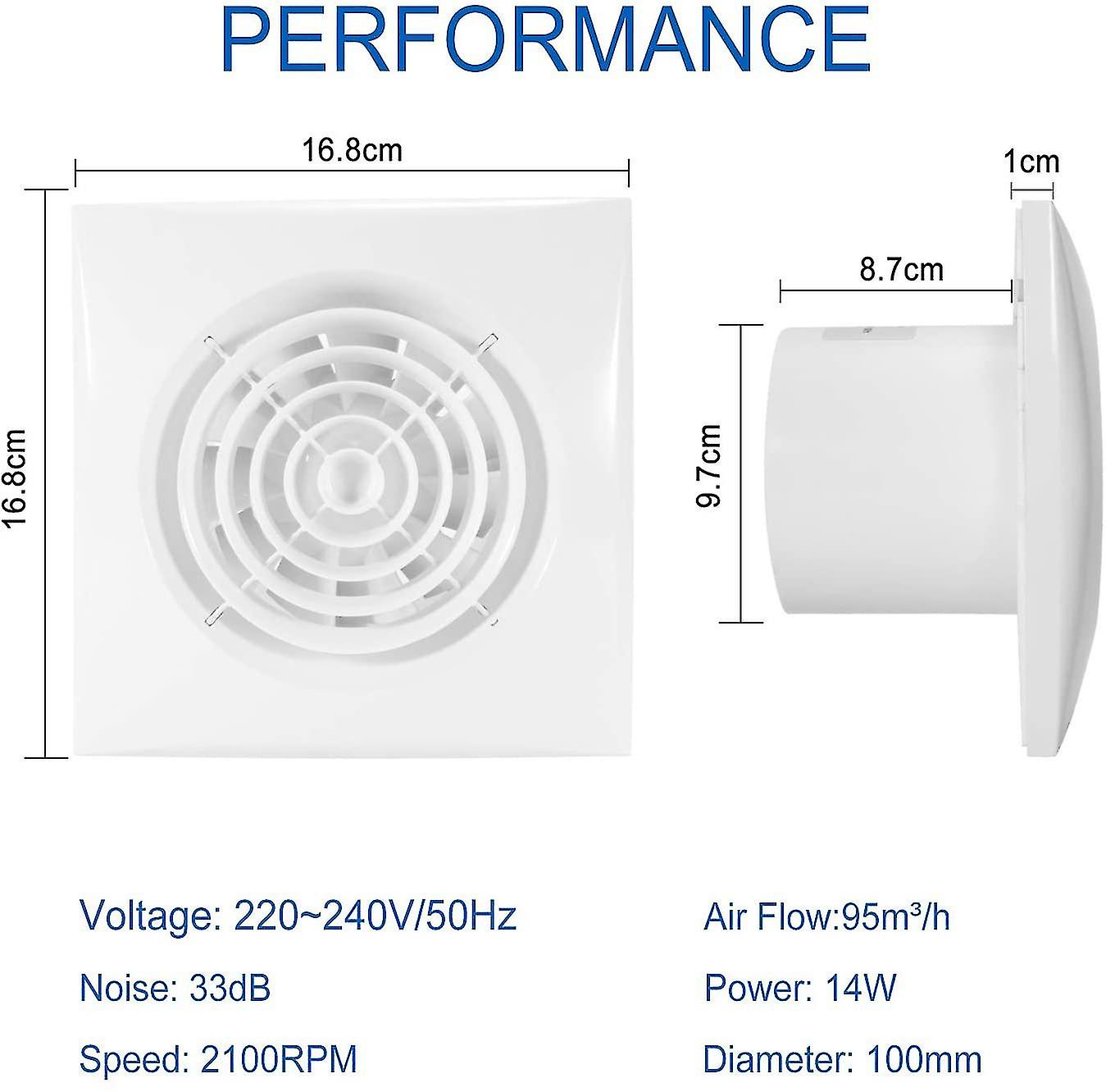 100mm Bathroom Air Extractor Fan - Ceiling Wall Ducting Ventilatorsuitable For Bathroom Exhaust