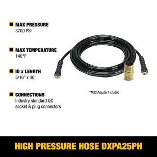 DW 516 in. x 40 ft ReplacementExtension Hose for Cold Water 3700 PSI Pressure Washers Includes M22 Adapter DXPA25PH