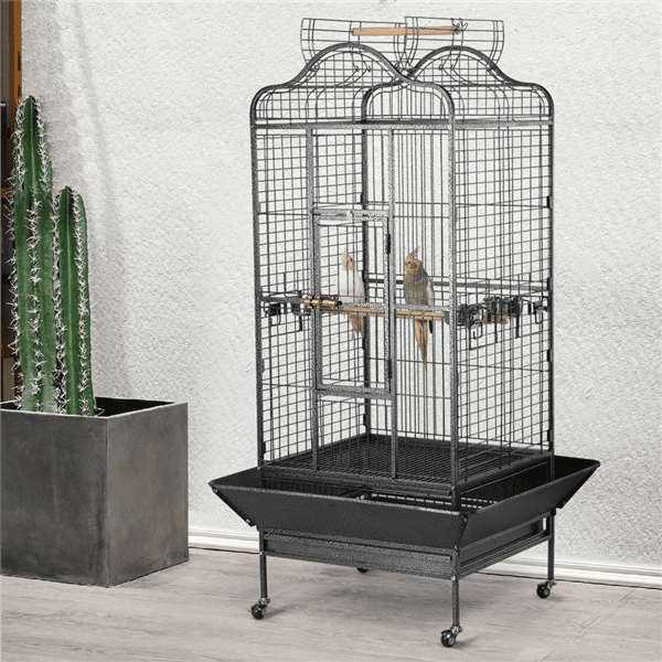 Easyfashion 63'' H Open Playtop Extra Large Birdcage Parrot Cage Black