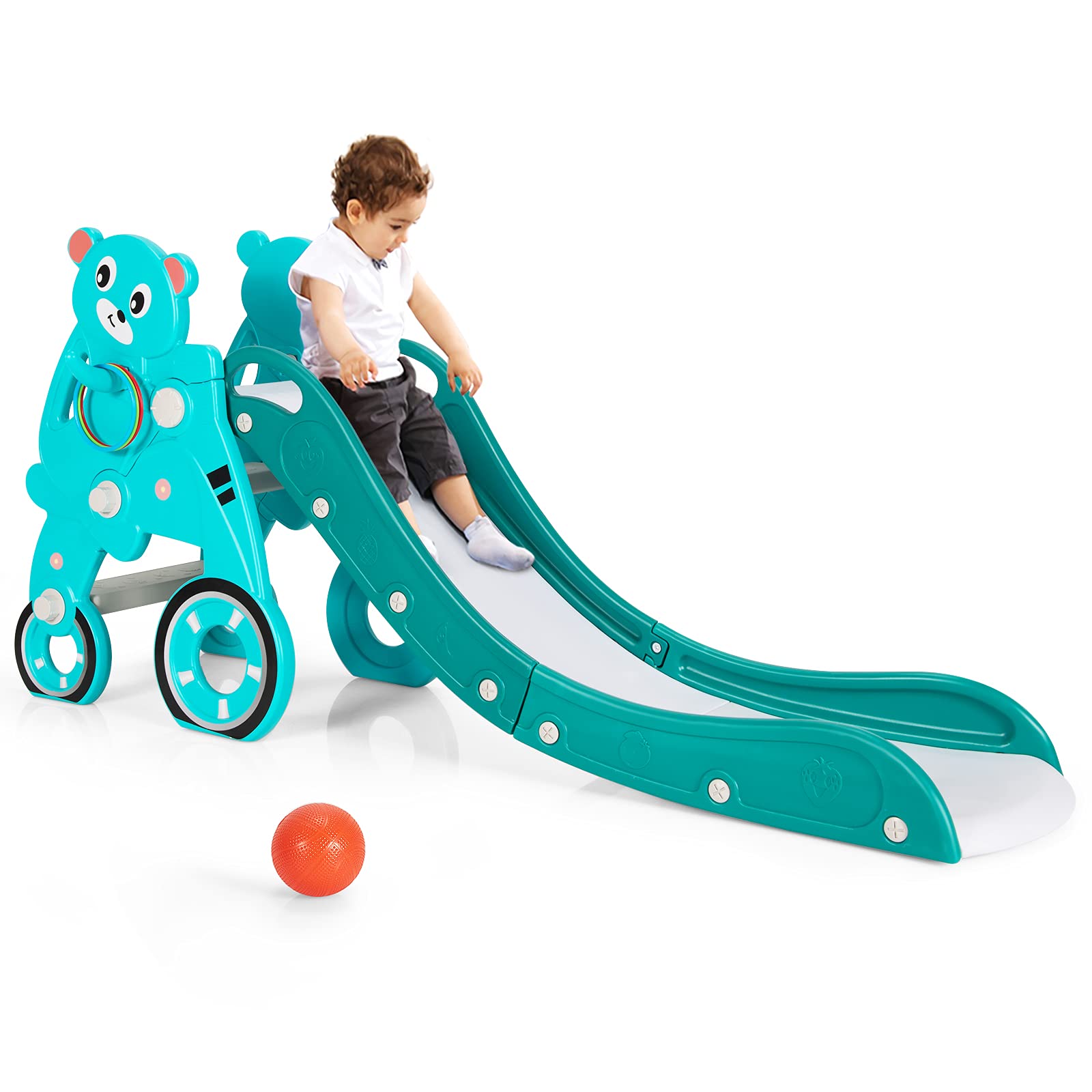 BABY JOY Slide for Kids, 4 in 1 Folding Toddler Large Climber Slide with Extra Long Slipping Slope