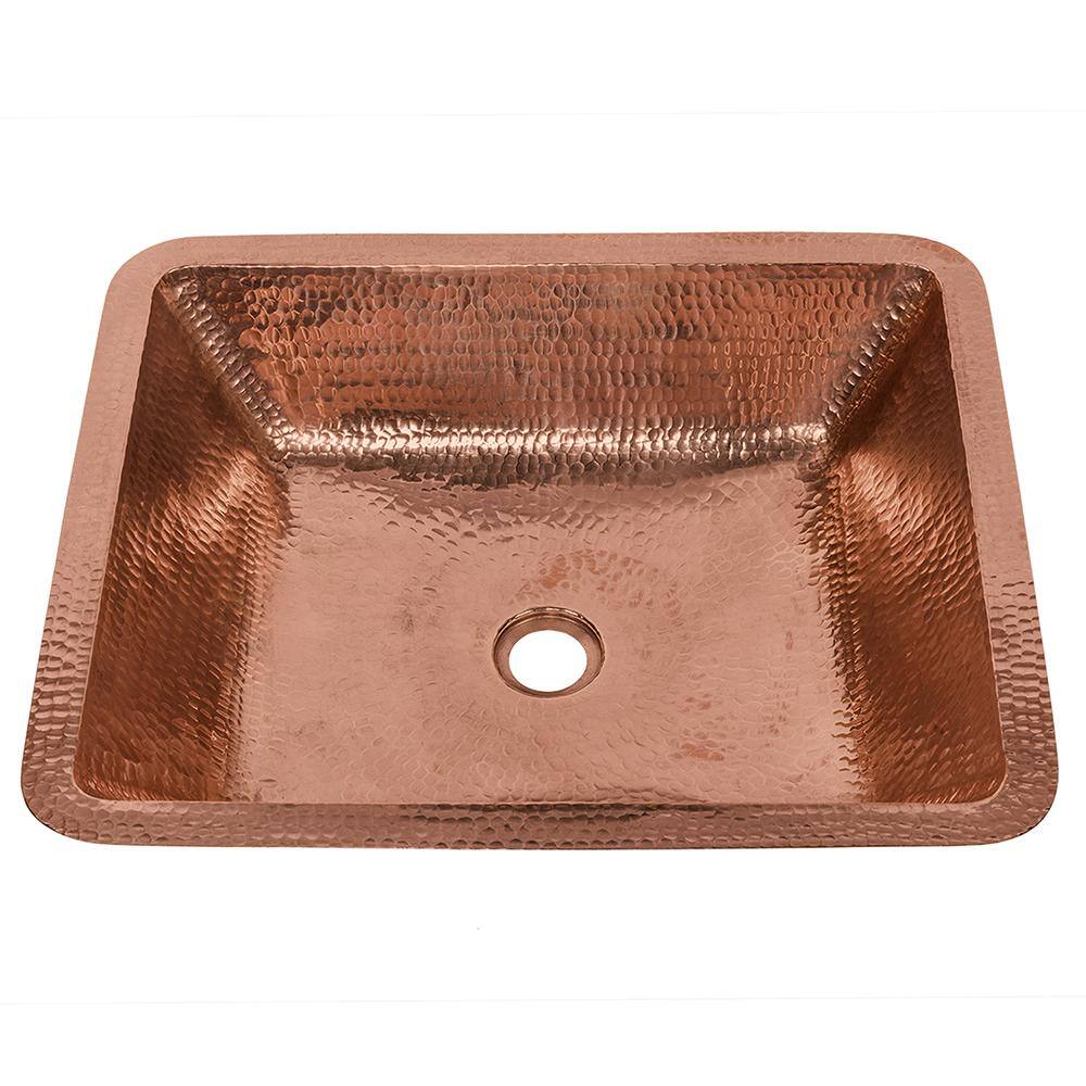 Premier Copper Products Under Counter Rectangle Hammered Copper 19 in. Bathroom Sink in Polished Copper LREC19PC