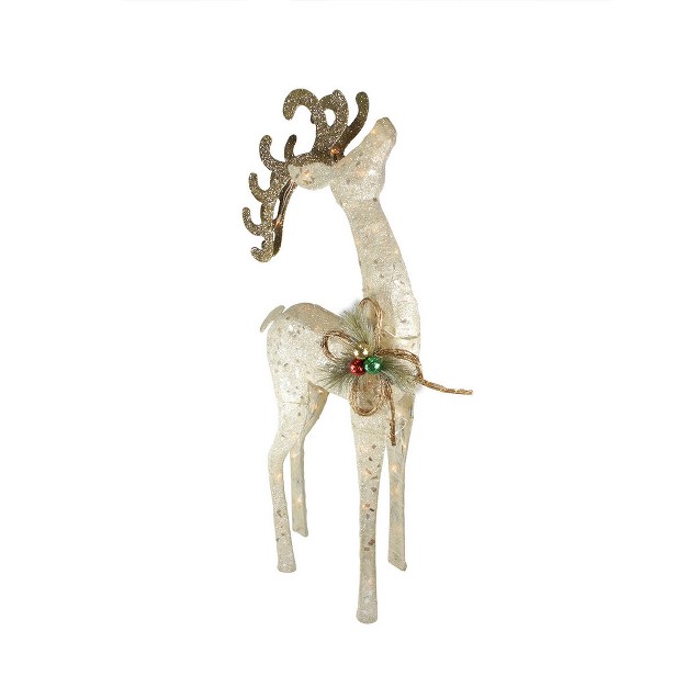 Lighted Brown And Ivory Reindeer Outdoor Christmas Decoration