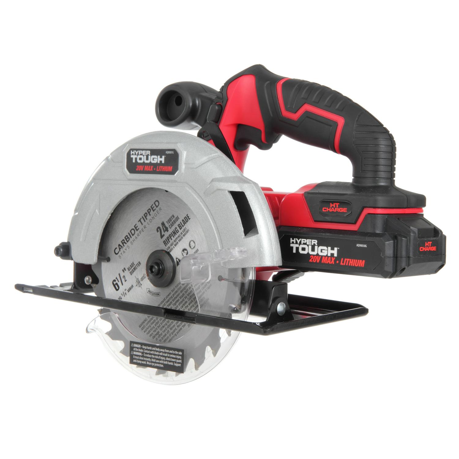 HyperTough 20V Lithium-ion 6-1/2 inch Circular Power Saw， Cordless， AQ80022G