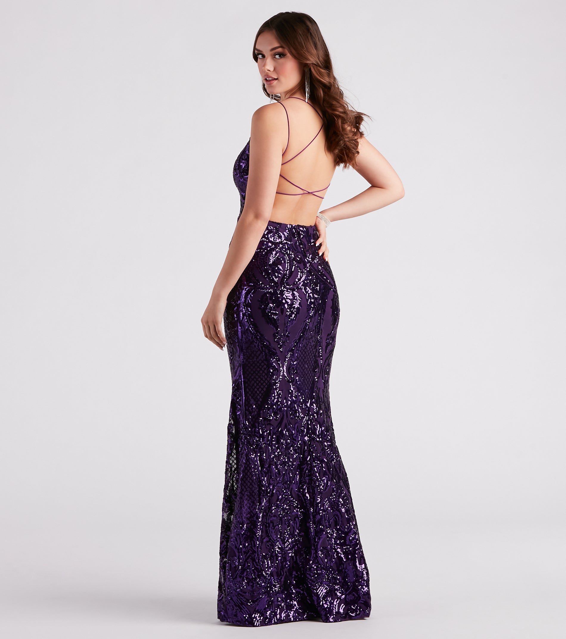 Tabetha Formal Sequin Strappy Mermaid Dress