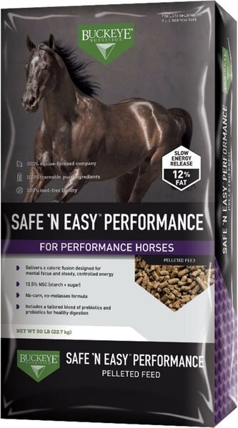 Buckeye Nutrition SAFE 'N 'EASY Performance Horse Feed， 50-lb bag