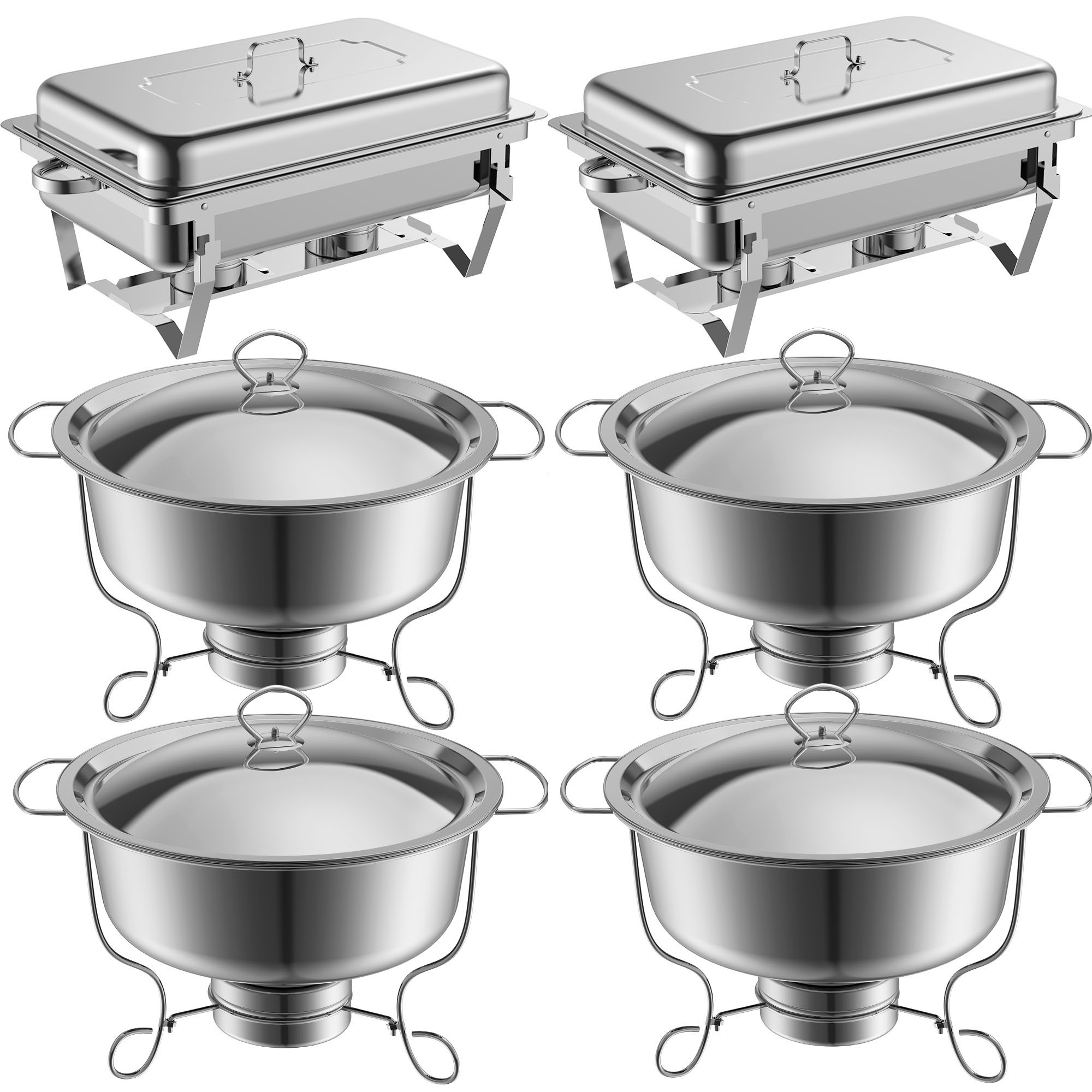 Famistar 6 Pack Stainless Steel Chafing Dish Buffet Warmer Set for Parties， Wedding， Birthday， Holiday