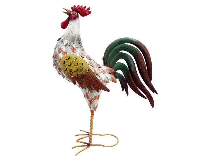 Alpine Multi-Color Morning Rooster Statue - JUM384