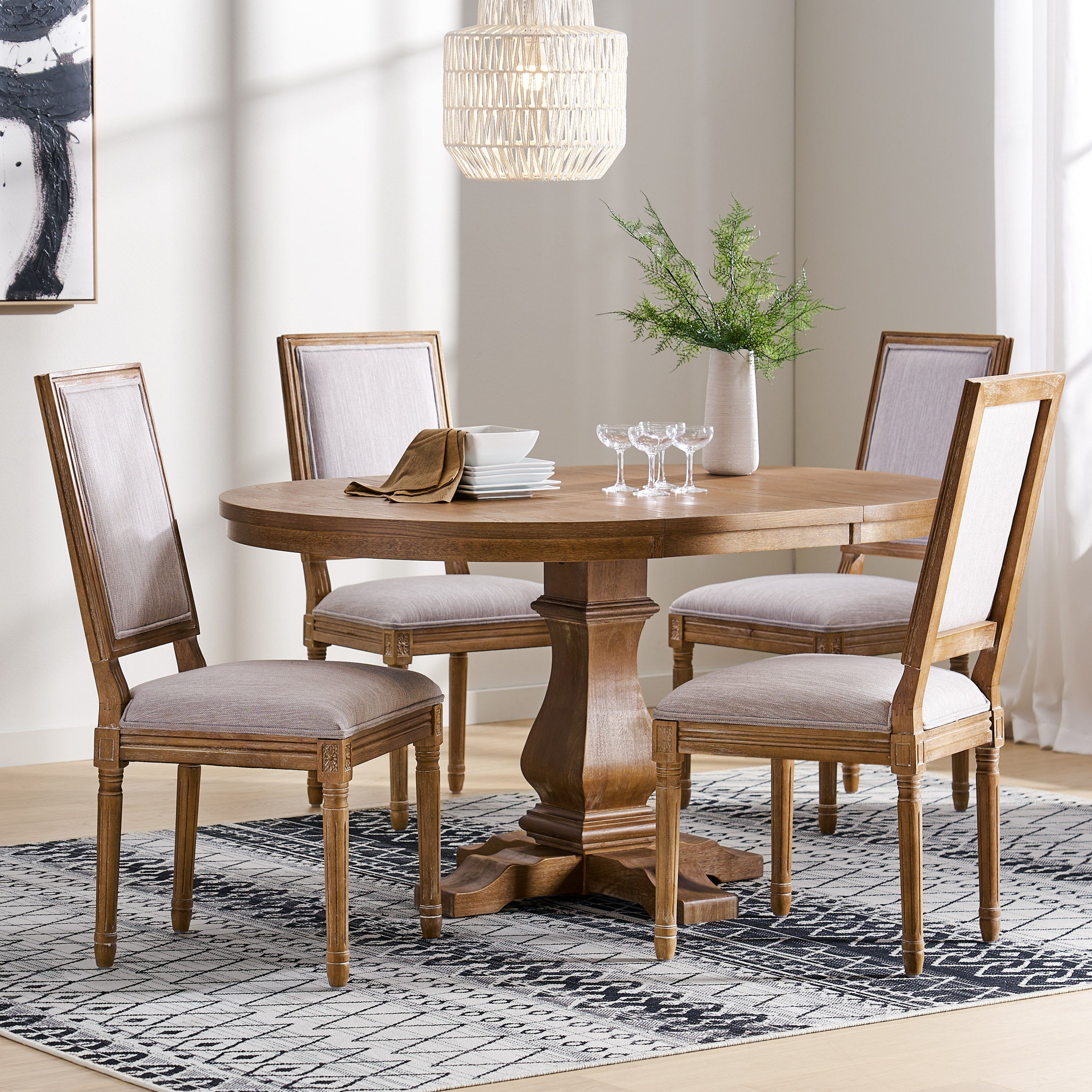 Beckstrom French Country 5-Piece Expandable Oval Dining Set - Wood