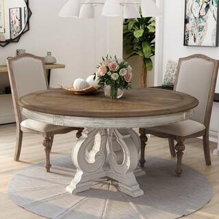 Furniture of America Willadeene Antique White Round Dining Table IDF-3150WH-RT