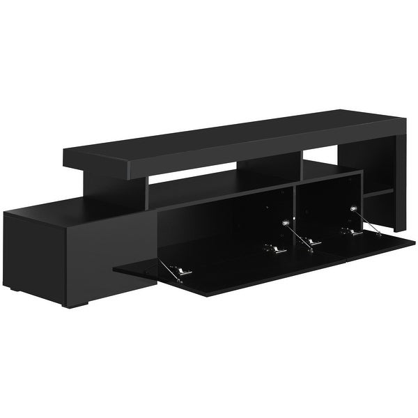 Nestfair Modern Style 16-colored LED Lights TV Cabinet Entertainment Center with DVD Shelf