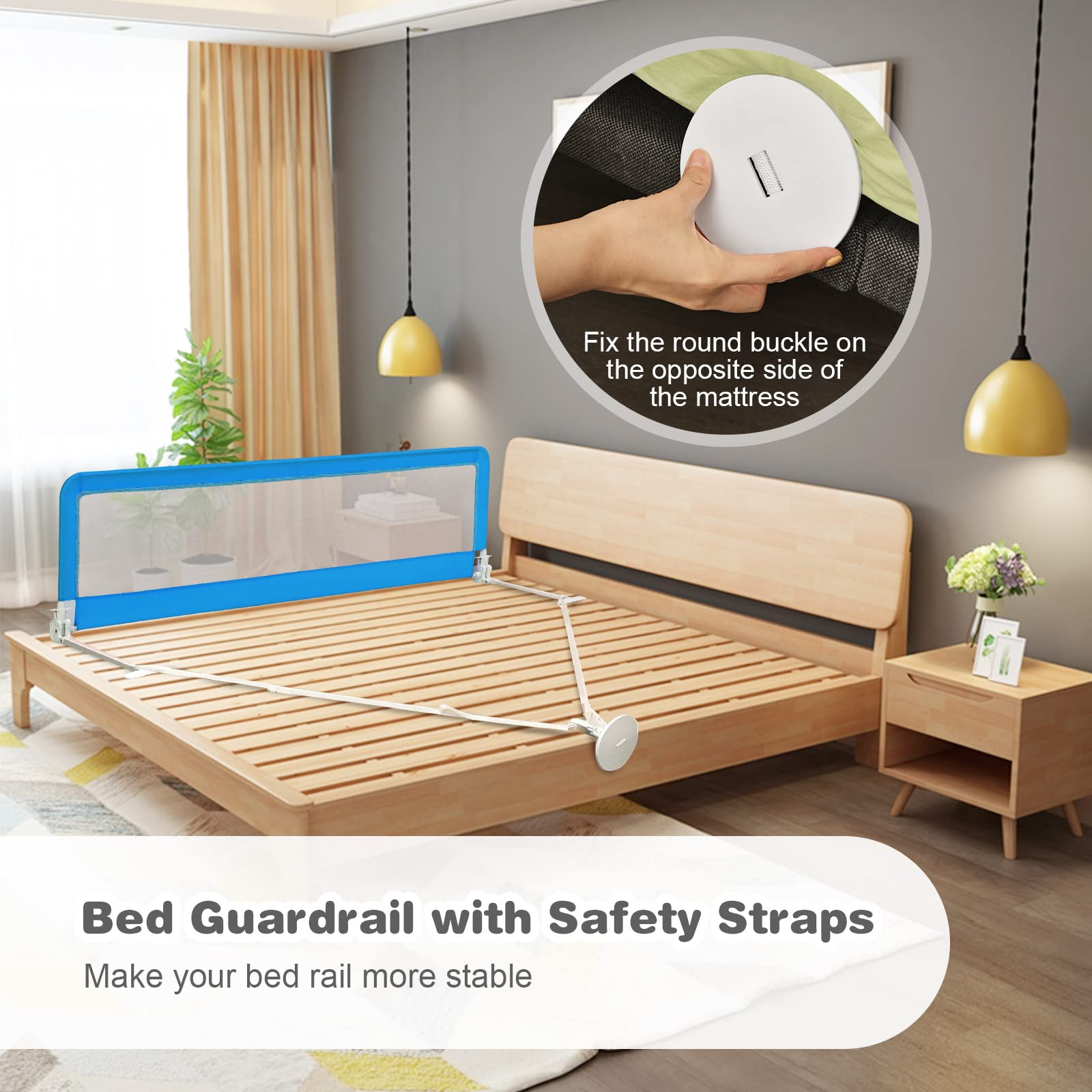 Costzon Toddlers Double Bed Rail Guard, Stainless Steel Folding Safety Bed Guard