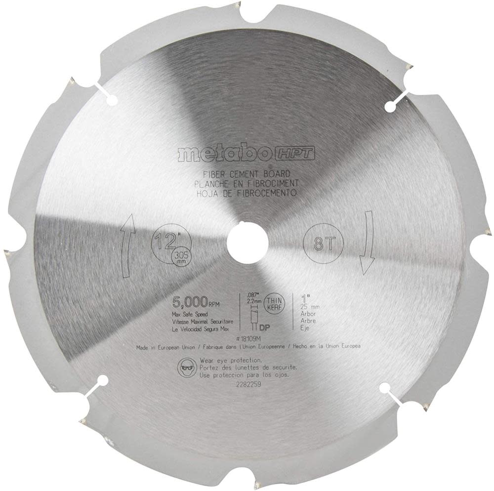 Metabo HPT 8 Teeth Polycrystalline Diamond 12 Dry Cutting Fiber Cement Saw Blade