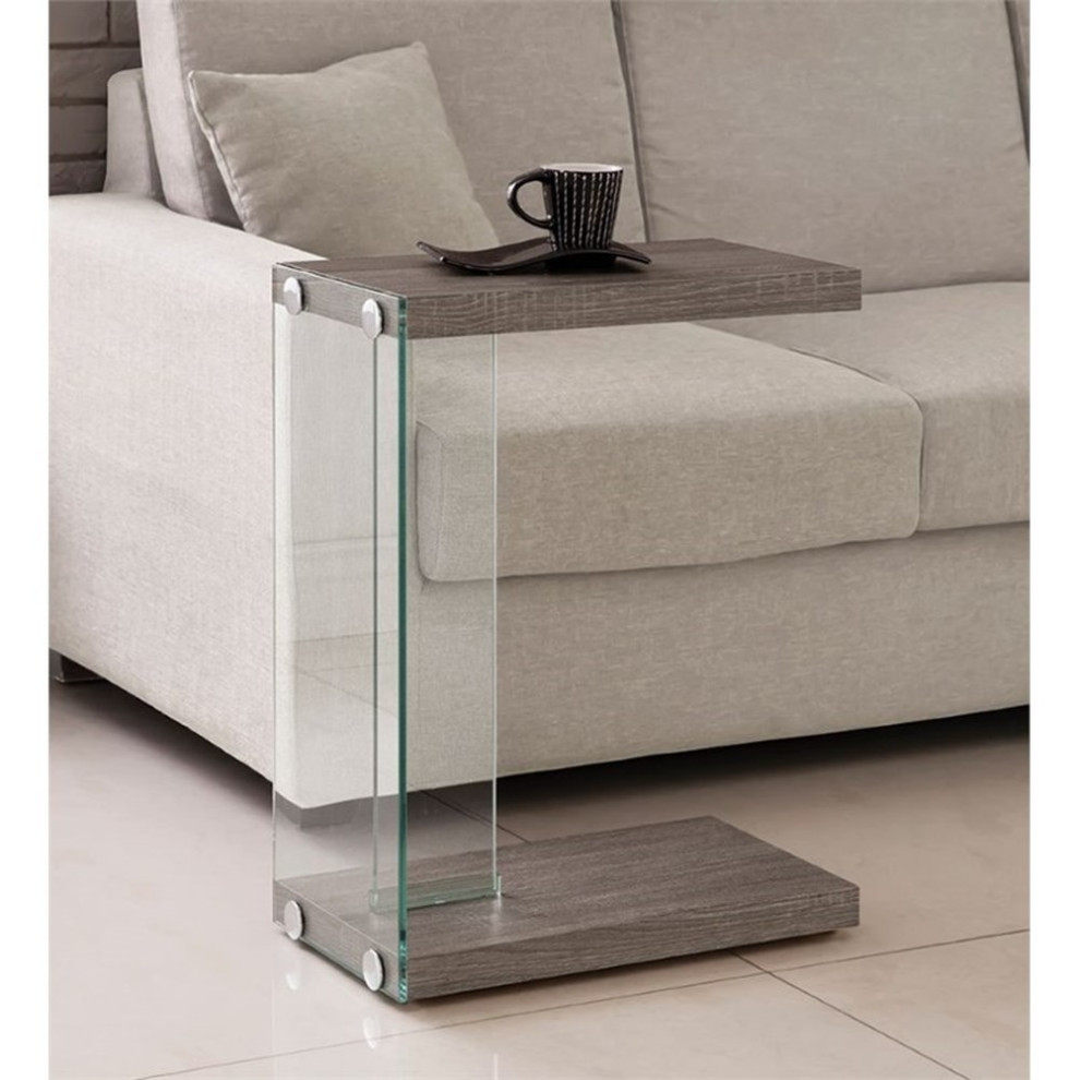 Home Square End Table in Weathered Gray and Clear   Set of 2   Contemporary   Side Tables And End Tables   by Homesquare  Houzz