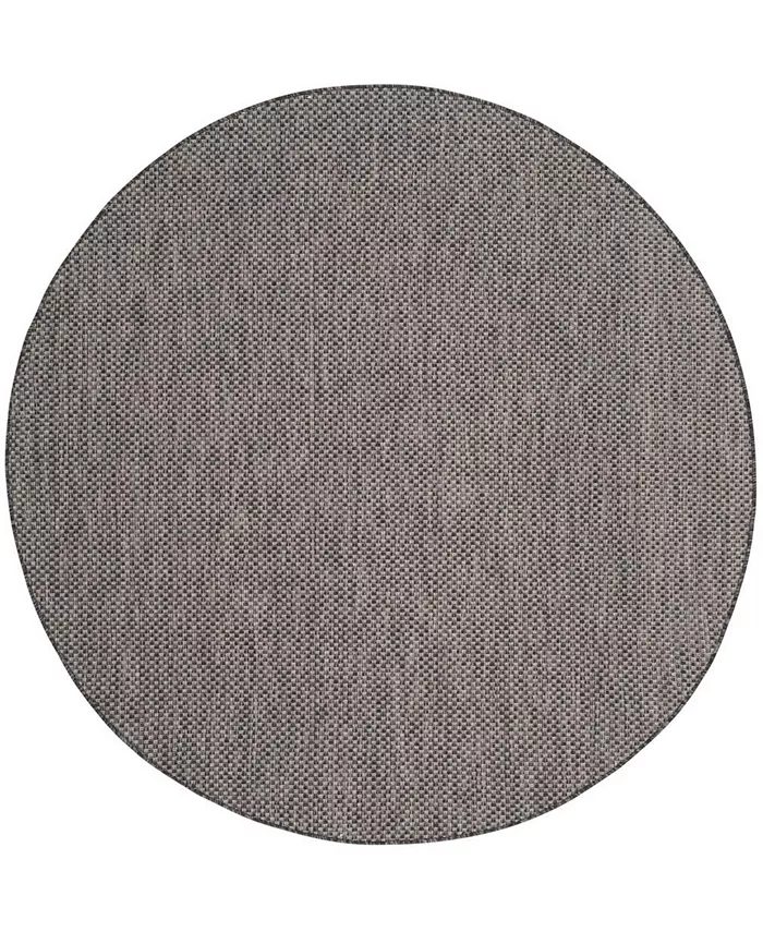 Safavieh Courtyard CY8521 Black and Beige 6'7 x 6'7 Sisal Weave Round Outdoor Area Rug