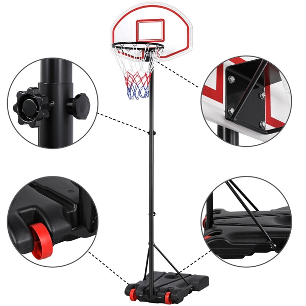 Topeakmart 5' to 7' Height-Adjustable Basketball Hoop System Goal Outdoor with Wheels， Water and Sand Filled Base