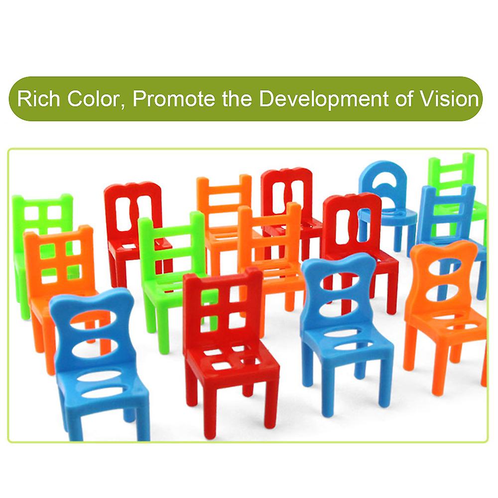 18pcs Balancing Chairs Set Assorted Stacking Chairs Game Kids' Party Favor Stacking Toys Multicolor