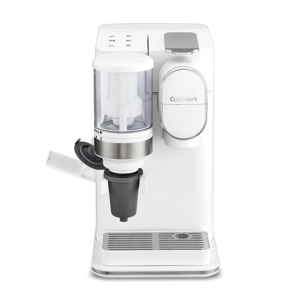 Cuisinart Grind and Brew Single Serve 1-Cup White Coffee Maker with Conical Burr Grinder DGB-2W