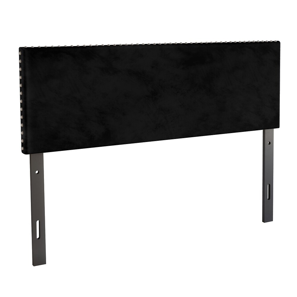 CraftPorch Glam Velvet Nailhead Trim Upholstered Adjustable Headboard