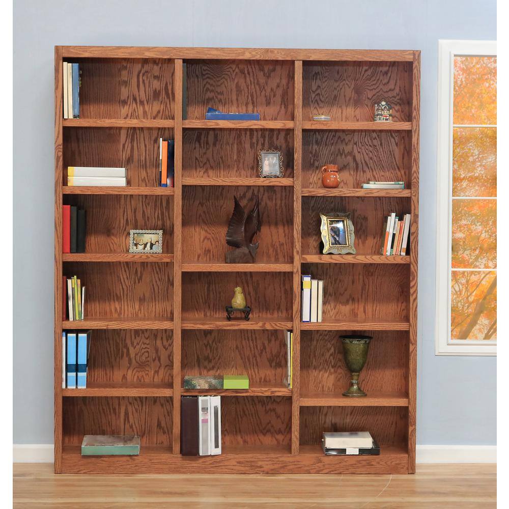 Concepts In Wood 84 in. Dry Oak Wood 18-shelf Standard Bookcase with Adjustable Shelves MI7284-D