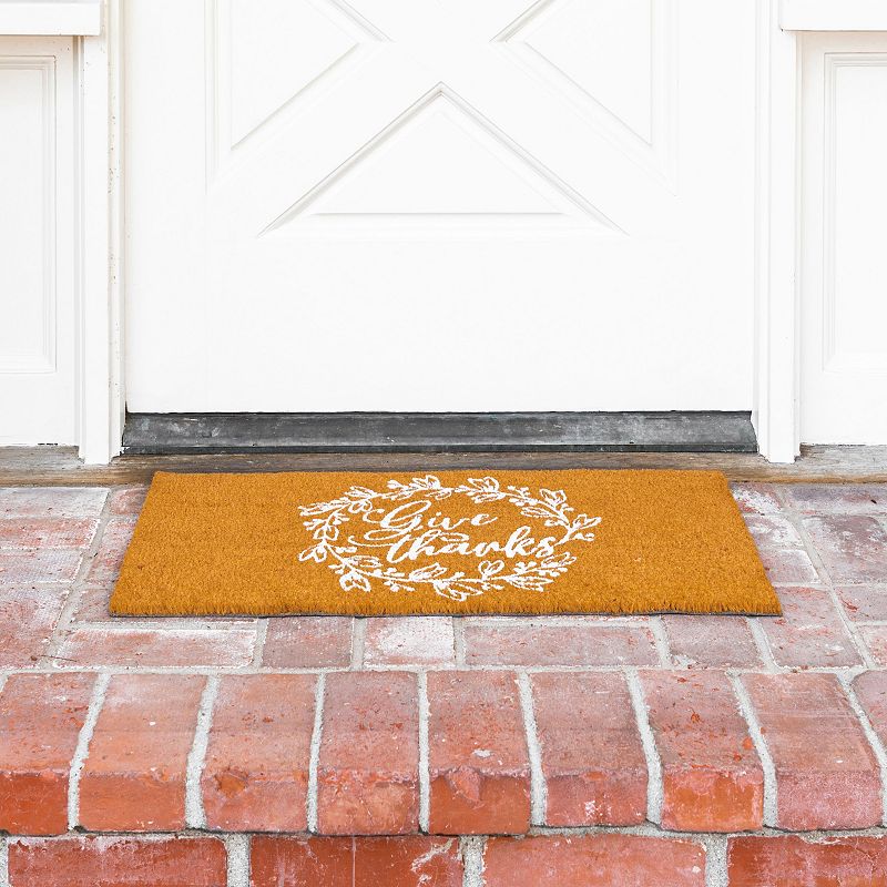 Thanksgiving Welcome Mat for Front Door， Outdoor Fall Rug for Porch， Give Thanks (30 x 17 In)