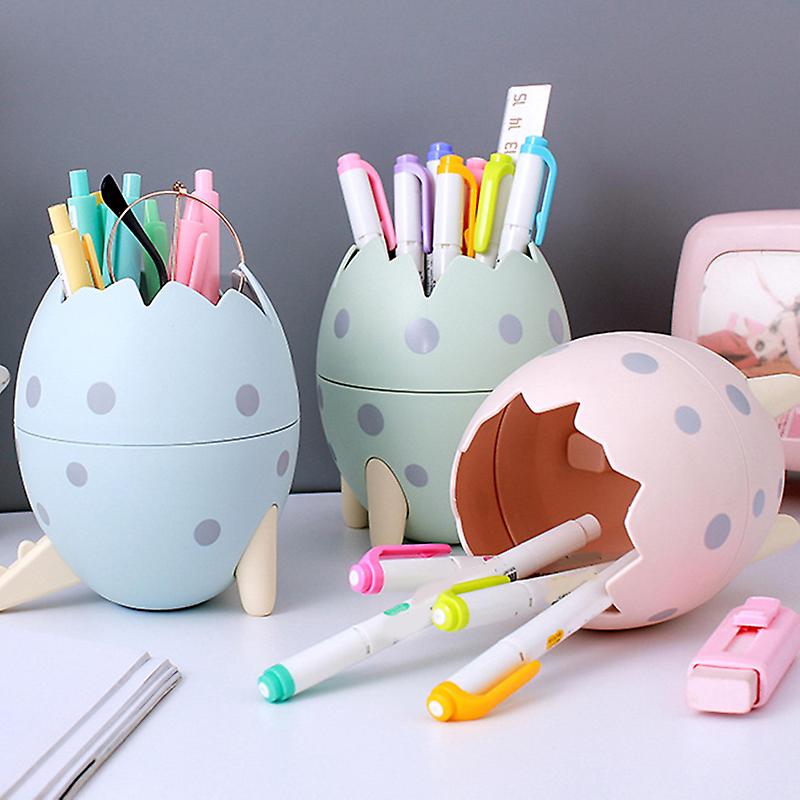 Cute Cartoon Dragons Egg Shape Pen Holder Creatives Desktop Stationery Storage Tube For Home School(blue)