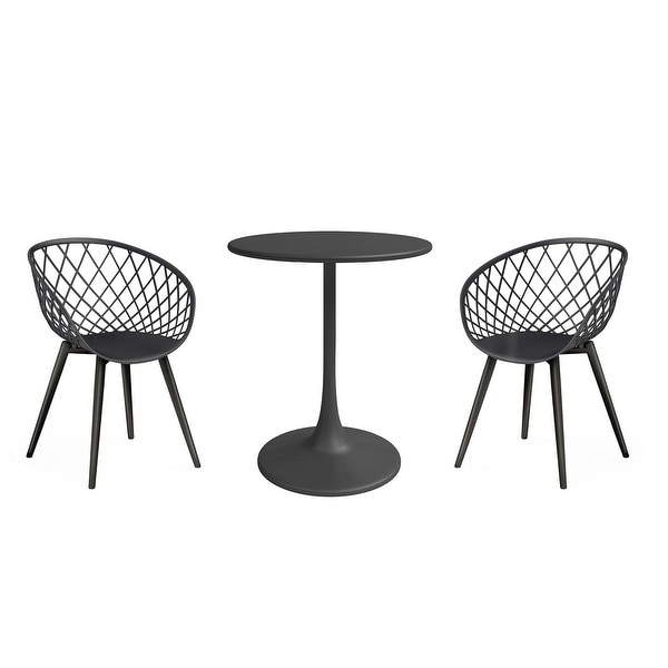 Kurv 3Piece Lux Bistro Set，Weather Resistant，Indoor/Outdoor