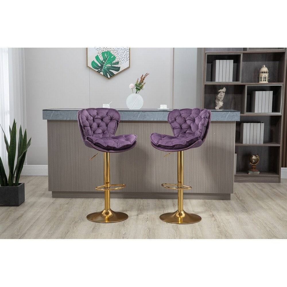 Modern Swivel Bar Stools Set of 2 with Adjustable Seat