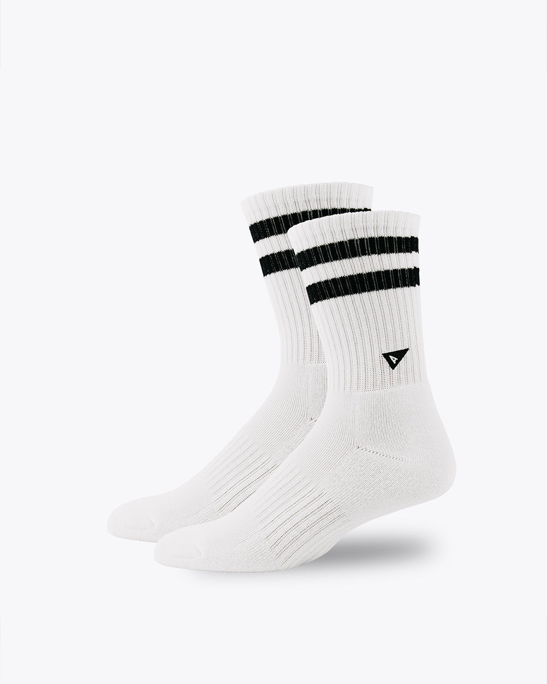 Crew Sock Short  - White Retro Stripe