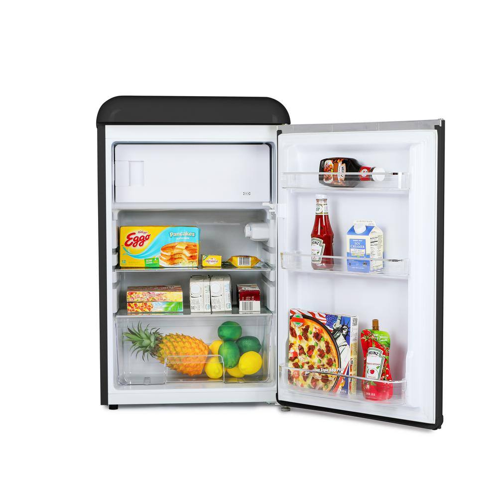 Commercial Cool 4.0 cu. ft. Retro Mini Fridge with Full Width Freezer Compartment in Black CCRR4LB